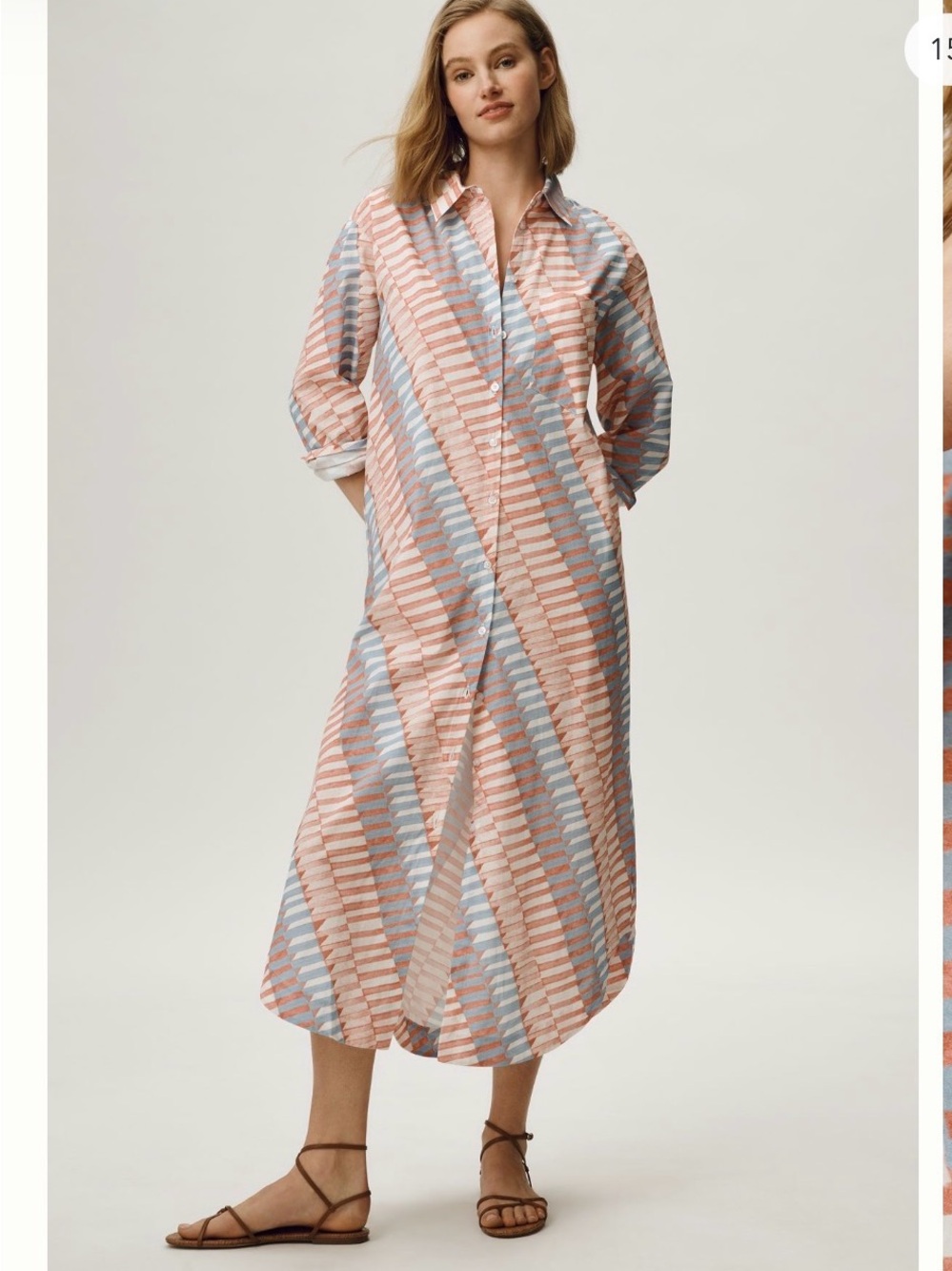 Soren Maeve Navy and White Geometric Cotton Anthropologie Shirt Dress